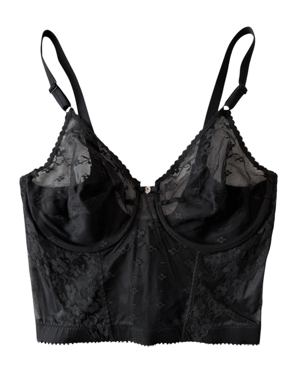 SOLD* Vintage Lady Marlene Black Lace Bustier Underwire Bra Corset 34D NWT